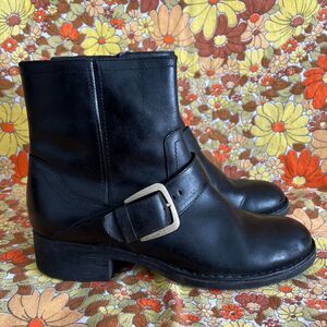 Clarks Black Leather Biker Ankle Boots